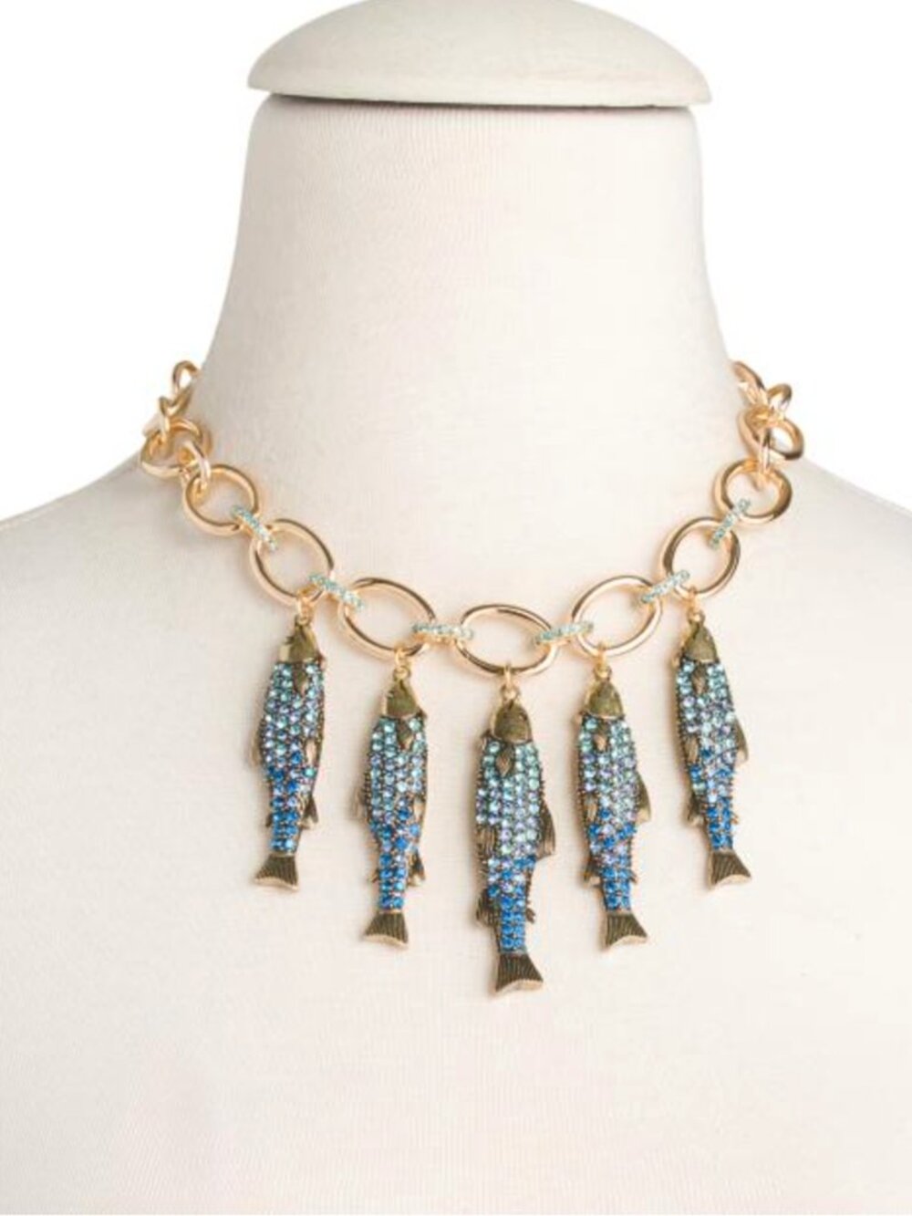 NWT Betsey Johnson Mermaid Jewels Crystal Sardine Fish Fringe Necklace
